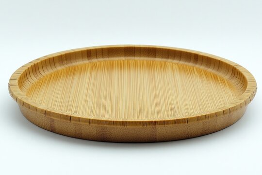 Natural bamboo tray showcases smooth texture and elegant round d
