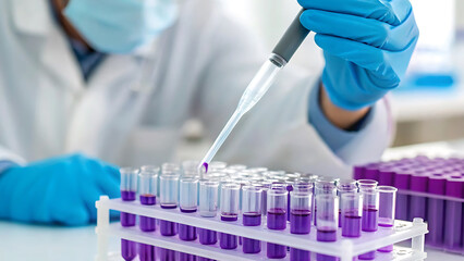 Laboratory Scientist Conducting Research with Test Tubes and Pipette in a Controlled Environment  