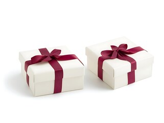 Obraz premium white gift with red ribbon on white background