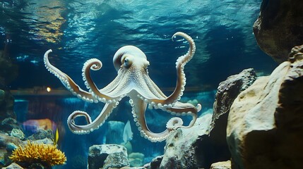 Underwater Closeup of Octopus in Aquarium
