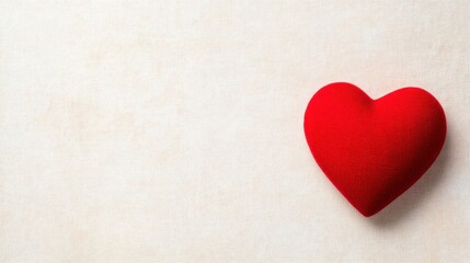Obraz premium Single Red Heart on White Canvas Background