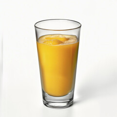 glass of orange mango juice smoothie isolated