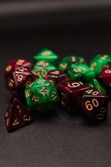 vertical Isolated Dice Roll - Red & Green on Black