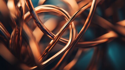 Polished copper wire tangle in elegant warm-toned chaos