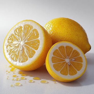 Bright lemons sliced open, showcasing juicy, vibrant yellow fles