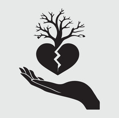 Obraz premium A Heart in hand icon silhouette vector style with white background Art & Illustration