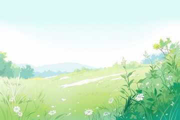 Obraz premium Serene Rolling Hills Landscape With Wildflowers