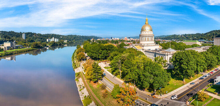 West Virginia State Capitol and skyline, in Charleston along Kanawha river. Charleston is the capital and most populous city of the U.S. state of West Virginia and the seat of Kanawha County