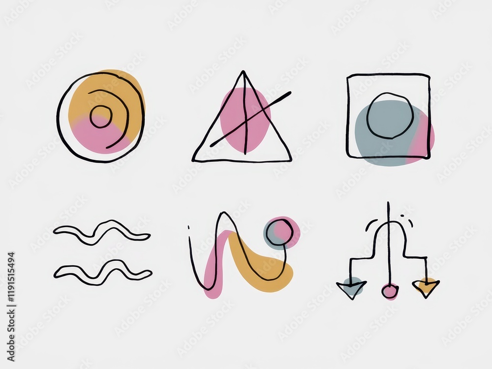 Poster abstract shapes and colors create a modern art design