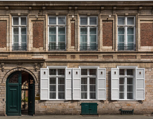 Facade of an old building in the historical part of the city