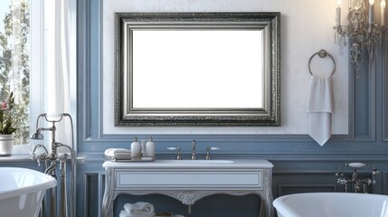 Elegant Bathroom Vanity With Ornate Frame and Fixtures