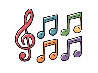 Colorful Music Notes and Clef Symbol Design