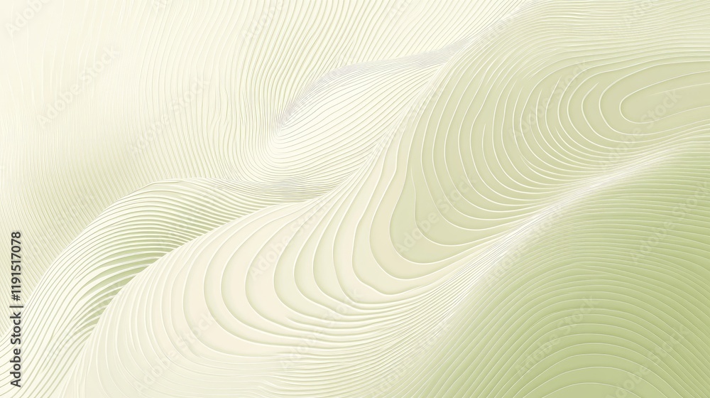 Aufkleber Abstract Wave Pattern in Cream and Green Hues