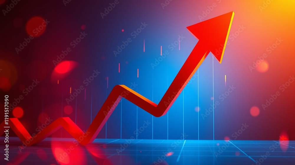 Poster upward trending graph showcasing growth and progress. a dynamic visual representation of success and