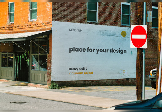 Horizontal Paint Wall Mockup on the Street