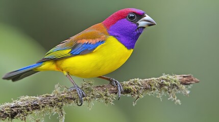 Fototapeta premium Vividly Colored Tropical Bird Perched on Branch