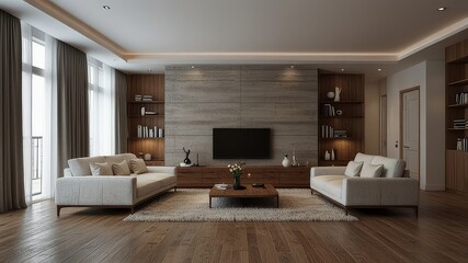 Fototapeta premium 3D-Illustration of Empty Living Room