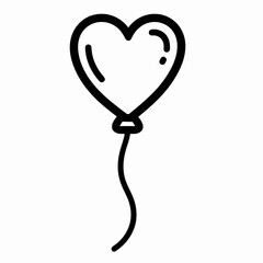 Minimalistic heart-shaped balloon illustration on white background, love symbolism