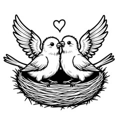 Fototapeta premium Lovebirds nestled together in joyful embrace, symbol of affection