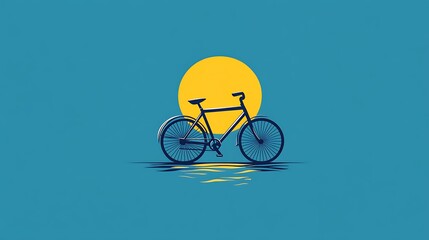 Fototapeta premium Vector Logo of a Bicycle with a Sun in the Background – Clean and Energetic Design for Active Lifestyle