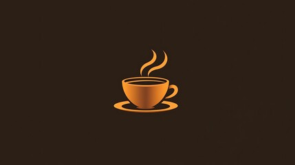 Obraz premium Golden Coffee Cup Icon on a Brown Background: A Symbol of Warmth and Elegance