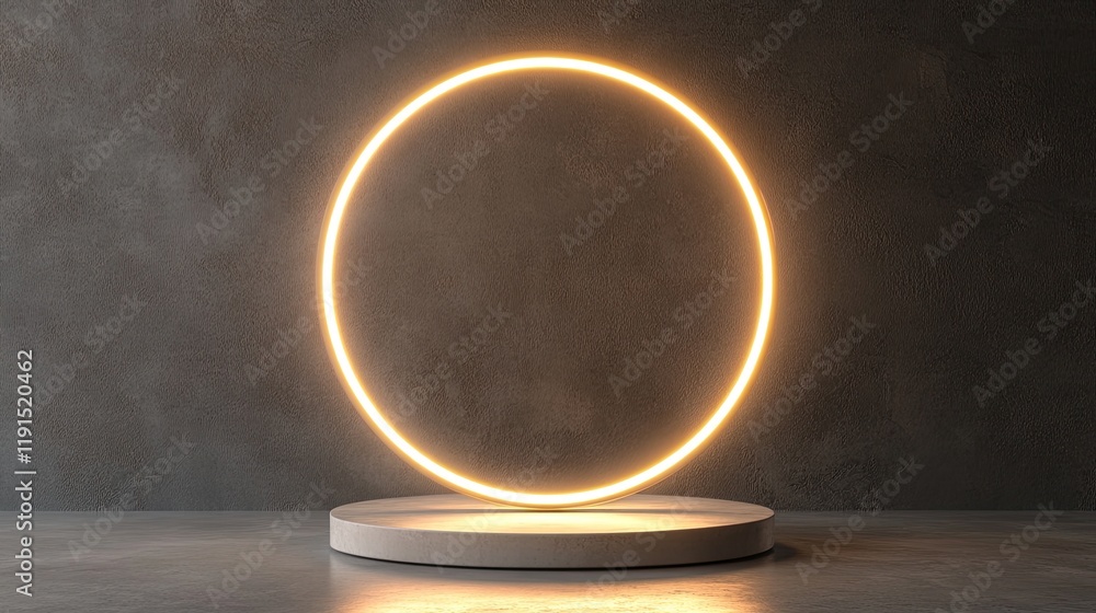 Aufkleber Illuminated Circular Frame on Marble Display Platform