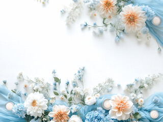 Romantic Blue Chiffon with White Flowers for a Soft, Timeless Aesthetic