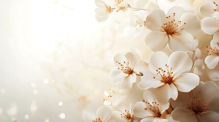 Delicate White Blossoms Softly Illuminated Background