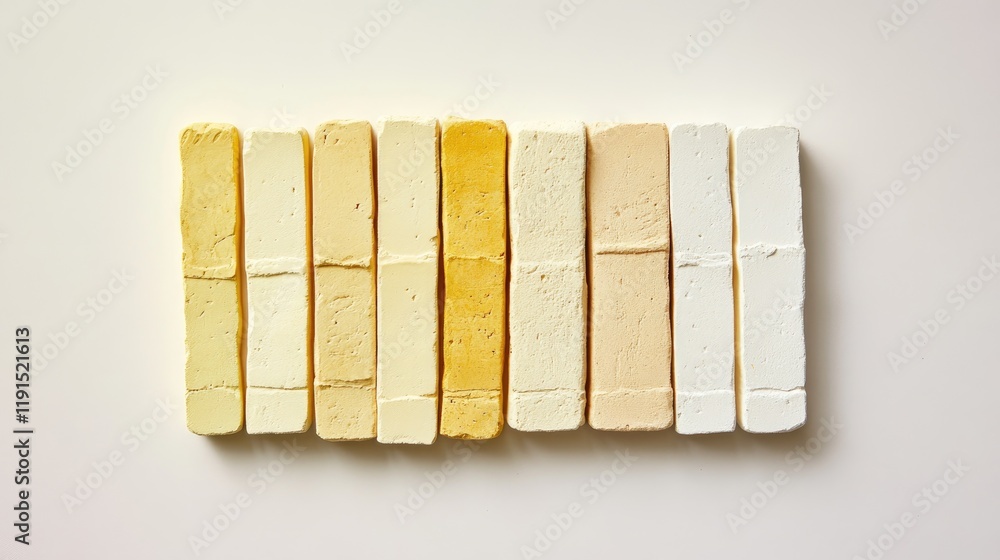 Poster a gradient of yellow and white bricks arranged in a row
