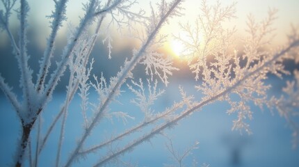 Icy window, close-up view of frost patterns