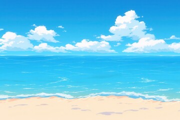 Obraz premium Tranquil Ocean Scene with Sandy Beach and Blue Sky