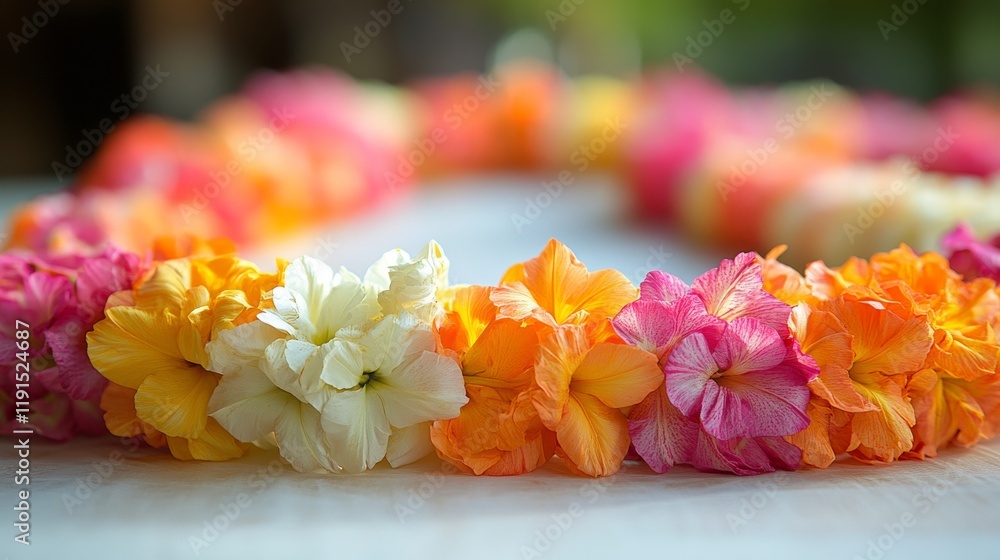 Poster colorful display of artificial flowers arranged on a table in a craft workshop