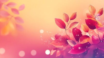 Vibrant Autumn Leaves Gentle Pink Orange Hues