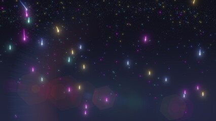 Astral Fantasia: Glowing Meteor Trails in a Futuristic Universe, Unveiling Cosmic Science and Mystery, Forever Painting the Night Sky with Shiny Effects