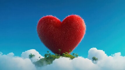 Fototapeta premium Giant Heart Shaped Piñata in a Dreamy Landscape