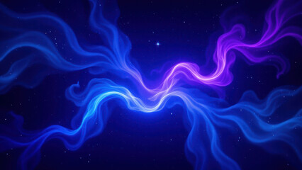 Obraz premium Vibrant cosmic nebula with swirling blue and purple clouds against a star-studded background.