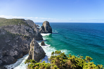 Scenic Ocean View and Rock Formation in Sintra, Portugal