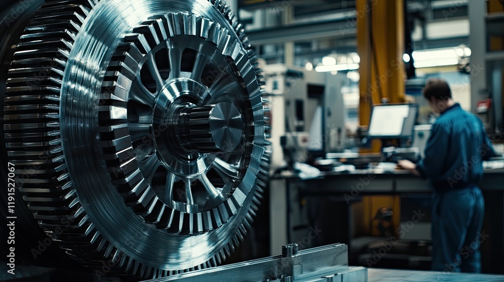 Poster Precision Engineered Gear Component in Industrial Setting