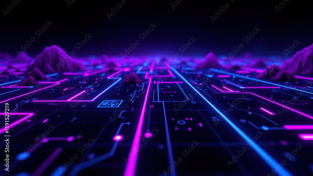 Poster vibrant abstract background with circuit-like formations.