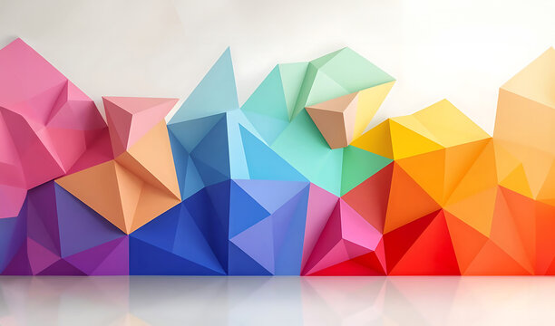 Fond abstrait mosa&iuml;que de formes g&eacute;om&eacute;triques 3D low poly color&eacute;es Art num&eacute;rique moderne avec un style de design &eacute;pur&eacute; et contemporain