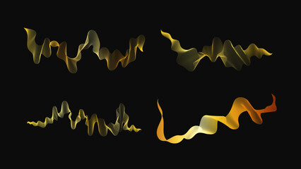 Set of abstract backdrops with luxury golden waves