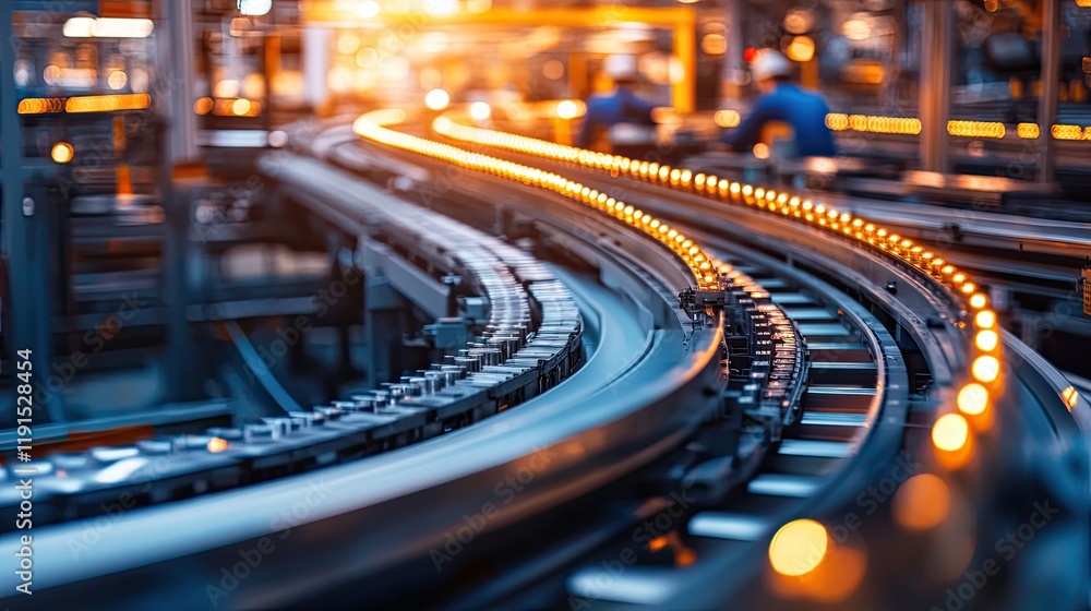 Poster Automated Conveyor System in Modern Factory Setting