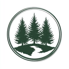 Three Pines River Logo Design Nature Forest