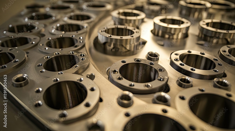 Poster Precision Engineered Metal Component With Numerous Circular Openings