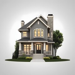 Modern house, A medium-sized urban townhouse with a sleek, modern facade, rooftop terrace, and minimal landscaping, ideal for a compact, city living home concept.