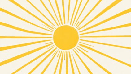 Fototapeta premium Hand-drawn sunburst, cream background, summer, illustration, design