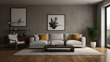 3D-Illustration of Empty Living Room