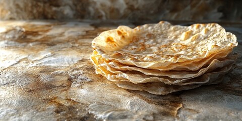 Rustic Stack of Homemade Chapati on a Wooden Table 8