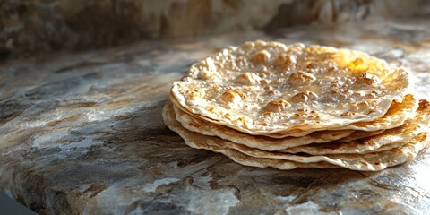 Rustic Stack of Homemade Chapati on a Wooden Table 1
