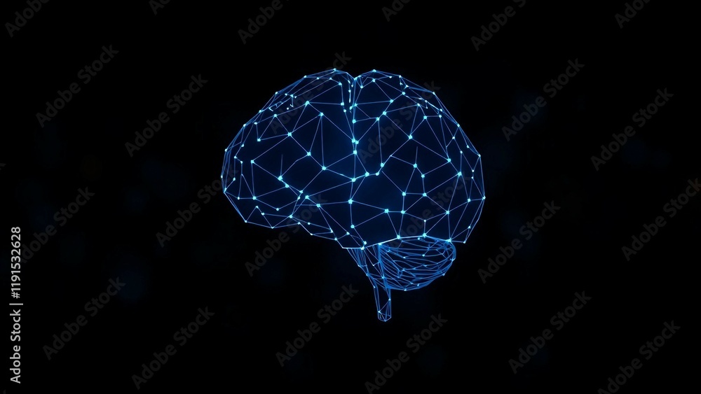 Poster low poly brain or artificial intelligence concept symbol of wisdom point abstract vector image of an